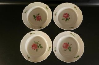 Set Of 4 Antique Meissen German Porcelain Soup Bowl Plates Pink Rose 3 Quality.