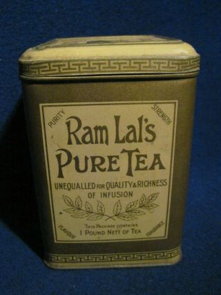 Vintage Ram Lal ' s Pure Tea One Pound Tin 2