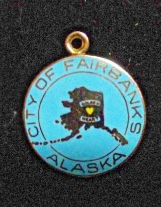 Alaska Vtg 3.  5g 10k Gold Filled /enamel Fairbanks Golden Heart Charm / Pendant