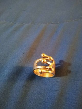Anna Greta Eker Modernist Norway Sterling Silver Vintage Crown Jester Ring Sz 8