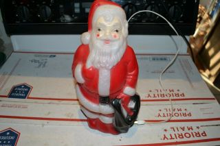 Vintage 13 Inch Santa Blow Mold Empire Plastic Co Made In Usa Christmas