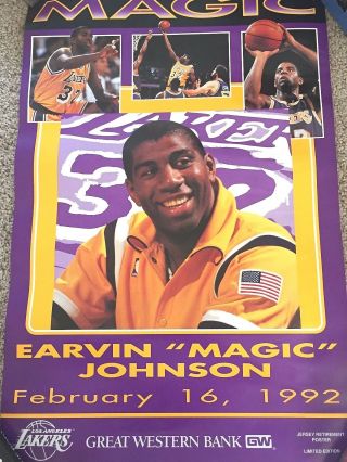 Magic Johnson - Limited Edition - 1966 Jersey Retirement Poster - (16 X 24)