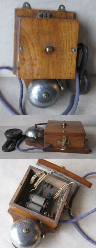 Antique Austrian Wall Telephone Phone / Wooden Box / 1910s