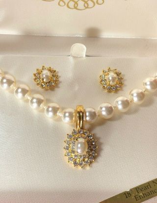 Vintage Roman Necklace Pierced Earrings Set 18 " Pearl Necklace Enhancer Set Nib