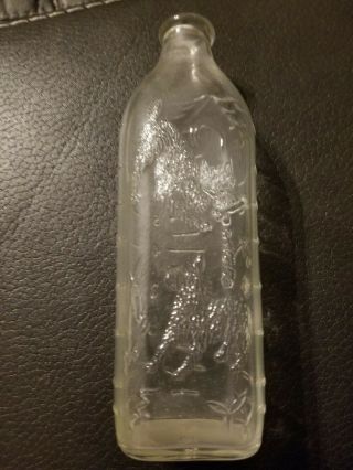 Vintage Scotty Dog Glass Baby Bottle Raised Embossed 8ounces