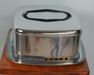 Vintage Mid Century Retro Stainless Steel Lincoln Beautyware Cake Keeper
