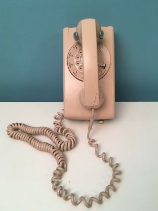 Vintage Peach Rotary Wall Phone