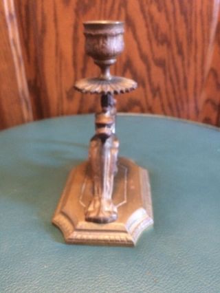 dragon candle holder gargoyle winged griffin old vintage cast brass 2