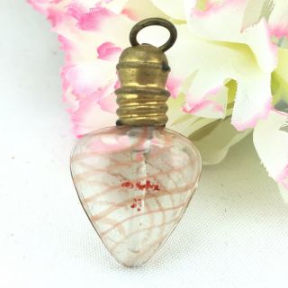Vintage Hand Blown Red Swirl Glass Perfume Bottle Figural Heart Pendant Germany