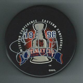 Sandis Ozolinsh Signed Colorado Avalanche 1996 Stanley Cup Champions Puck
