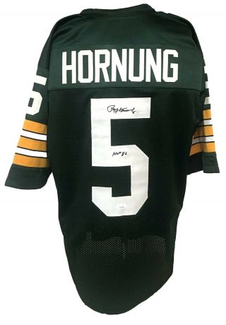 Paul Hornung Autographed Pro Style Green Jersey " Hof 86 " Jsa Authenticated