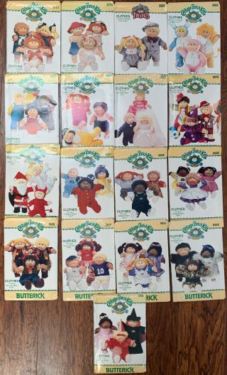 Vintage - Cabbage Patch Kids - 17 Packs Of Doll Clothes Patterns By Butterick