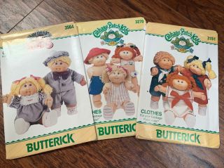 Vintage - Cabbage Patch Kids - 17 Packs Of Doll Clothes Patterns By Butterick 2