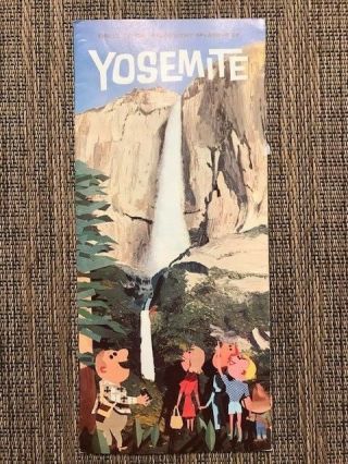 Vintage 1961 Yosemite National Park Travel Brochure Guide Book Hotel Fold Color
