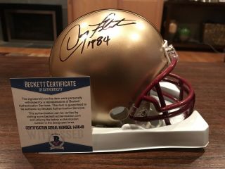 Doug Flutie Signed Boston College Eagles Mini Helmet Beckett Gtsm 1984 Inscrip