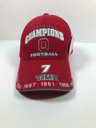 Ohio State 7 Time National Champions Hat With Button Buckeyes Football Big Ten