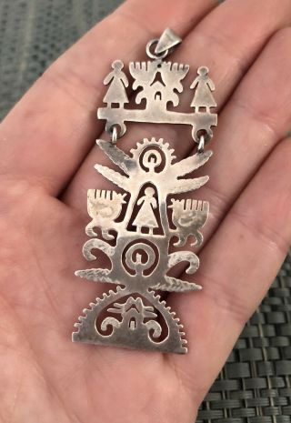 Early Vintage Signed Citlali Mexican Sterling Silver Tree Of Life Pendant