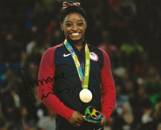 Simone Biles Real Hand Signed 8x10 " Olympic Gymnast Photo 3 Autographed