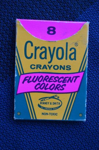 Vintage Crayola Crayons 8f Fluorescent Colors Binney & Smith 8/box Usa