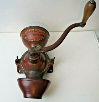 Antique Cast Iron Crown Wall Mount Coffee Mill Grinder Landers Frary Clark