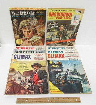 (8) Vintage [1957 - 1958] Showdown For Men True Strange Climax Magazines Wz7542