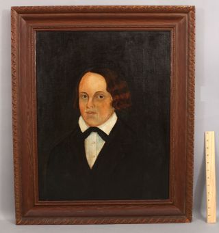 19thC Signed Antique American Folk Art Portrait Oil Painting,  Maryland Young Man 2