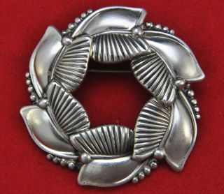 Vintage Danecraft Sterling Silver Beaded Leaf Pin