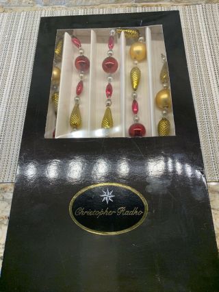 Christopher Radko Garland Pink,  Red,  Gold,  Silver,  93 - 064 - 2 Glass 72 " Vintage
