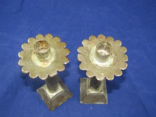Pair Vintage Made in Mexico TIN Candlesticks 8 