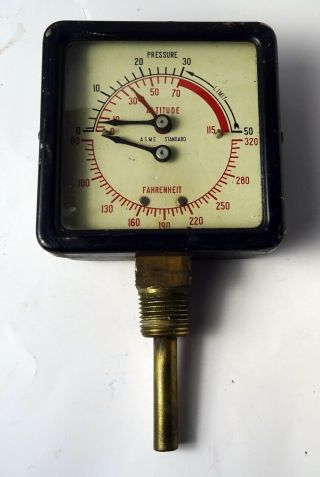 Vintage Marsh Instrument Co.  Altitude Pressure Gauge Steampunk.  3 3/4” X 3 3/4”