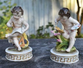 Pair Antique 19thc French Paris Porcelain Cherub Figures Samson Et Cie
