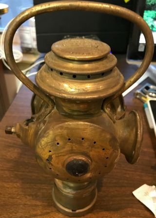 Antique Brass Neverout Kerosene Bicycle Lantern - -