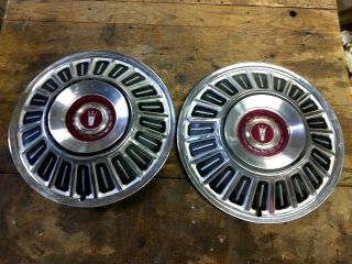 Vintage Set Of 2 1967–72 Ford 15 " Hubcaps Galaxie Ltd F100 Pick Up Truck
