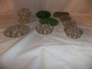 10 Vintage Glass Flower Frog Arrangement Holders.  8 Clear,  2 green 3