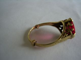 Vintage 10k Gold Ruby Ring - Synthetic Stone - Lovely Setting - Gorgeous Color - 7 1/2