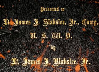 C1898 Holy Bible Antique Military Spanish American War Vet Lt Blakslee Camp Uswv