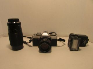 Vintage 35mm Minolta Xg - 1 Camera With Lens & Flash [a - 1]