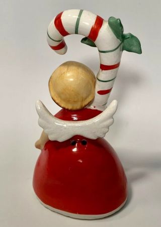 Vintage NAPCO 1956 Christmas Candy Cane Girl Angel Bell Figurine 4.  5” Tall 2