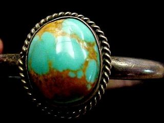 VINTAGE 50,  YEAR OLD SMALL NAVAJO NATURAL TURQUOISE AND STERLING SILVER BRACELET 2
