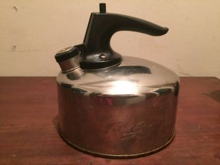 Vintage Teapot Stainless Whistling Tea Kettle Revere Ware Copper Bottom I 99 H