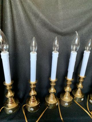 6 - Vintage Electric Window Brass Drip Candlestick Light,  W/Sensor,  Timer 10” Tall 2