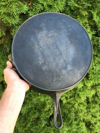 Antique Wagner Cast Iron Skillet 12 Arch Logo Sidney Heat Ring