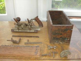 Antique Early Stanley No.  45 Combination Plane Tool Woodworking Box Cutters