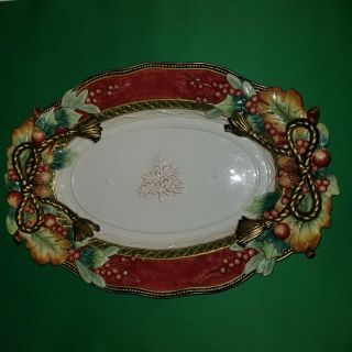 Vintage Fitz And Floyd Christmas Holiday Solstice 19 " Platter