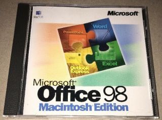 Microsoft Office 98 Macintosh Edition W/ Cd Key Vintage Mac Software