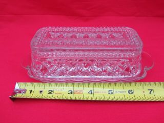 Vintage Crystal Diamond Cut Clear Glass Fancy Ornate Butter Dish W Lid Covered