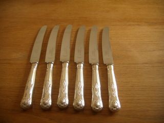Vintage Set Of 6 Kings Pattern (a1 Quality) Large Dinner Knives By Smith Seymour