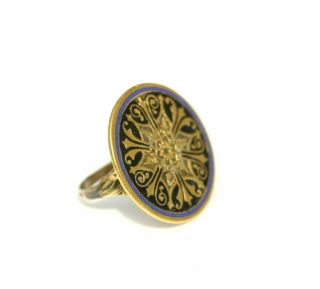 Vintage Sterling Silver Gold Wash Lapis Inlay Ring Size 6.  5