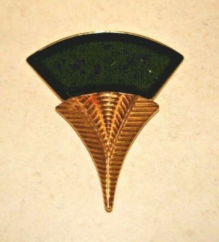 Vintage Trifari Signed Gold Tone Black Enamel Art Deco Style Jewelry Brooch Pin
