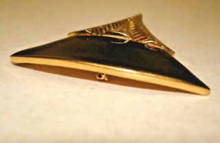 Vintage Trifari Signed Gold Tone Black Enamel Art Deco Style Jewelry Brooch Pin 3
